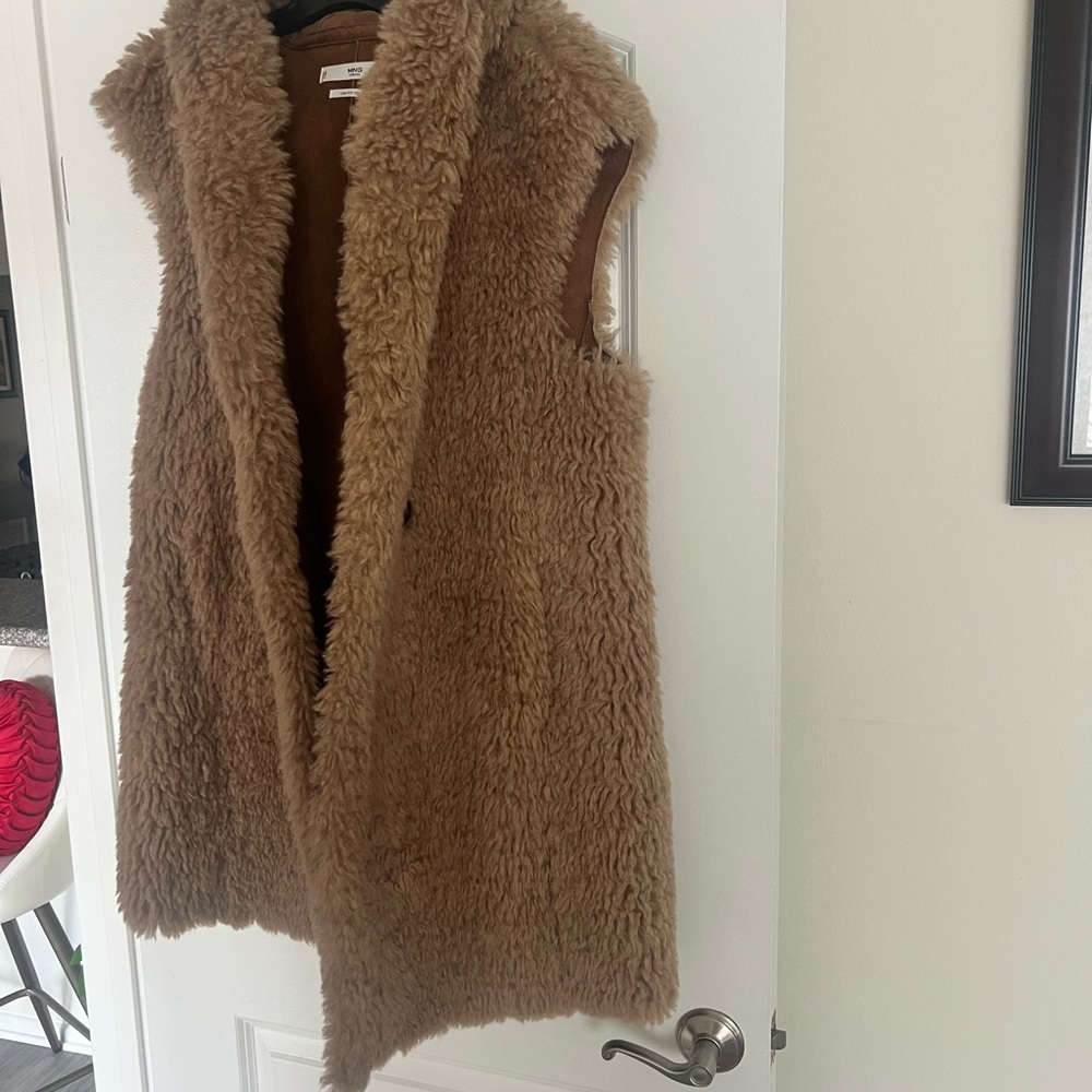 Mango Tan Faux Fur Vest
